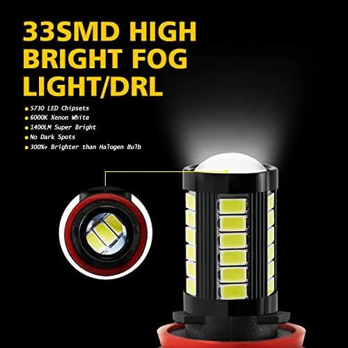 AUXLIGHT H11 H8 H11LL H8LL H16 LED Fog Light Bulbs 6000K Xenon White | Super Bright 2800 Lumens, 33-SMD Chips, 9-30V thumbnail 4