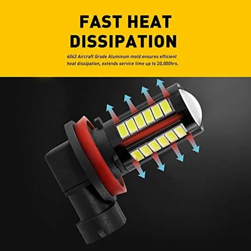 AUXLIGHT H11 H8 H11LL H8LL H16 LED Fog Light Bulbs 6000K Xenon White | Super Bright 2800 Lumens, 33-SMD Chips, 9-30V thumbnail 7