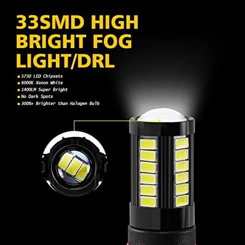AUXLIGHT 5202 5201 12085 9009 H16 LED Fog Light Bulbs 6000K Xenon White | Super Bright 2800 Lumens, Pack of 2 thumbnail 4