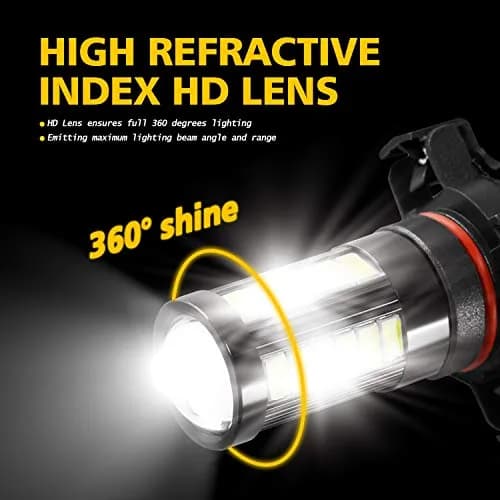 AUXLIGHT 5202 5201 12085 9009 H16 LED Fog Light Bulbs 6000K Xenon White | Super Bright 2800 Lumens, Pack of 2 thumbnail 5