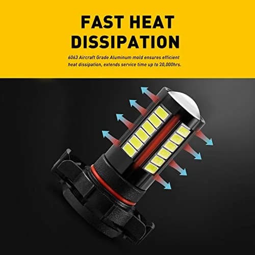 AUXLIGHT 5202 5201 12085 9009 H16 LED Fog Light Bulbs 6000K Xenon White | Super Bright 2800 Lumens, Pack of 2 thumbnail 7
