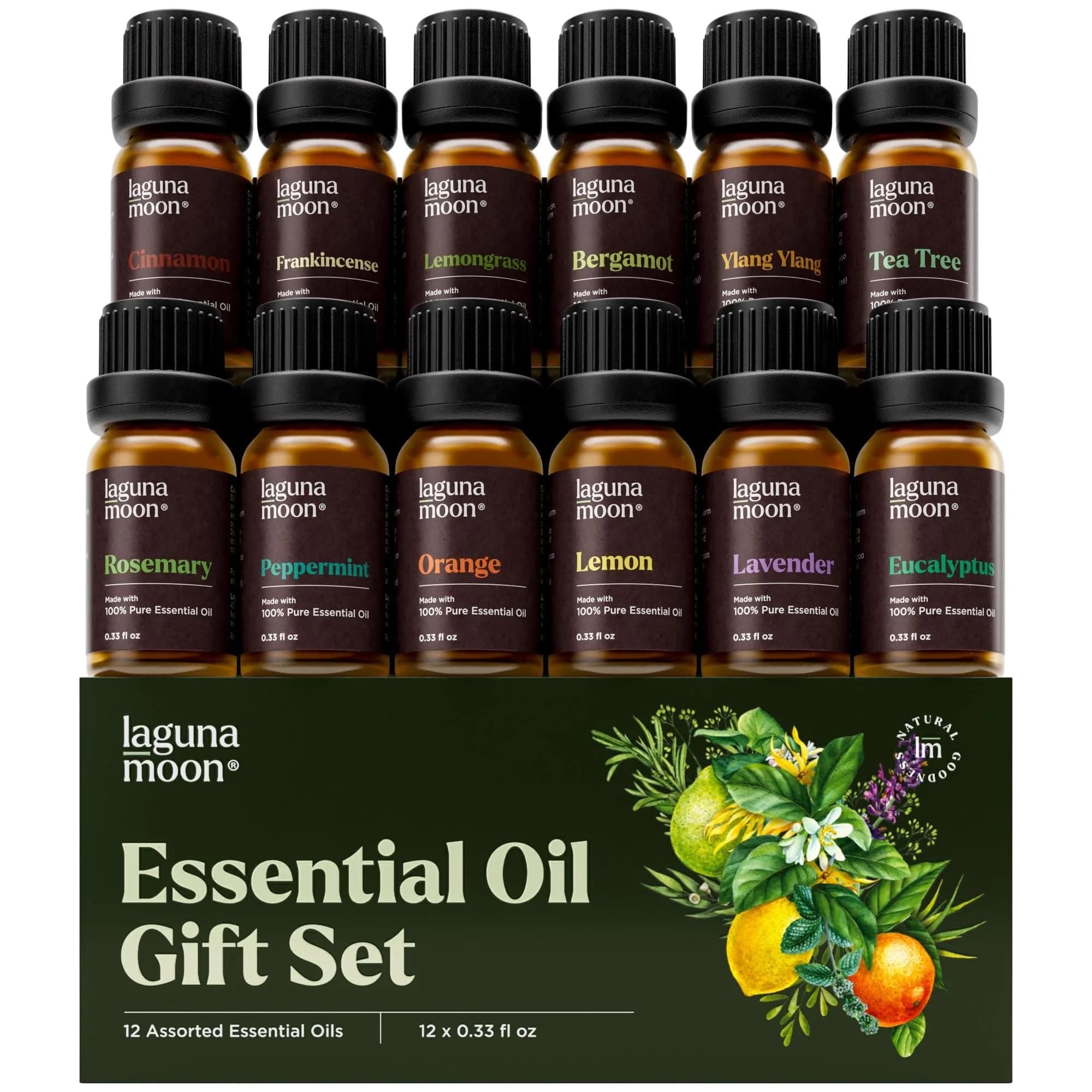 Lagunamoon Essential Oils Aromatherapy Set - 6 Oils for Diffusers, Home Care, Candle Making, 10mL | Pure, Natural, Gift-Ready — Multi-Scent / 0.33 Fl Oz