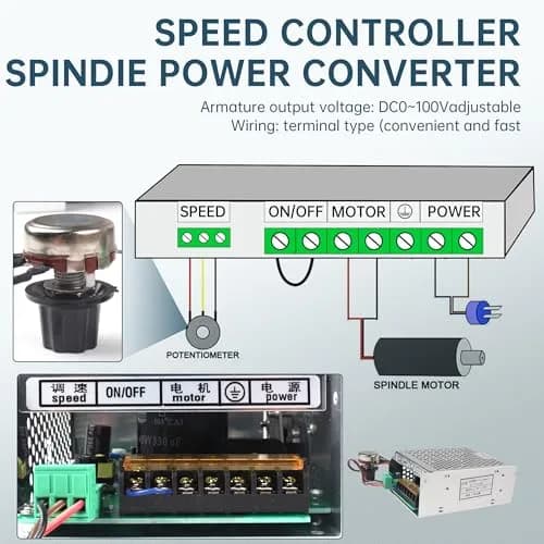 RATTMMOTOR 500W CNC Air Cooled Spindle Motor ER11 12000RPM with AC110-220V Speed Controller & 52mm Clamp | 500W 12000RPM thumbnail 4
