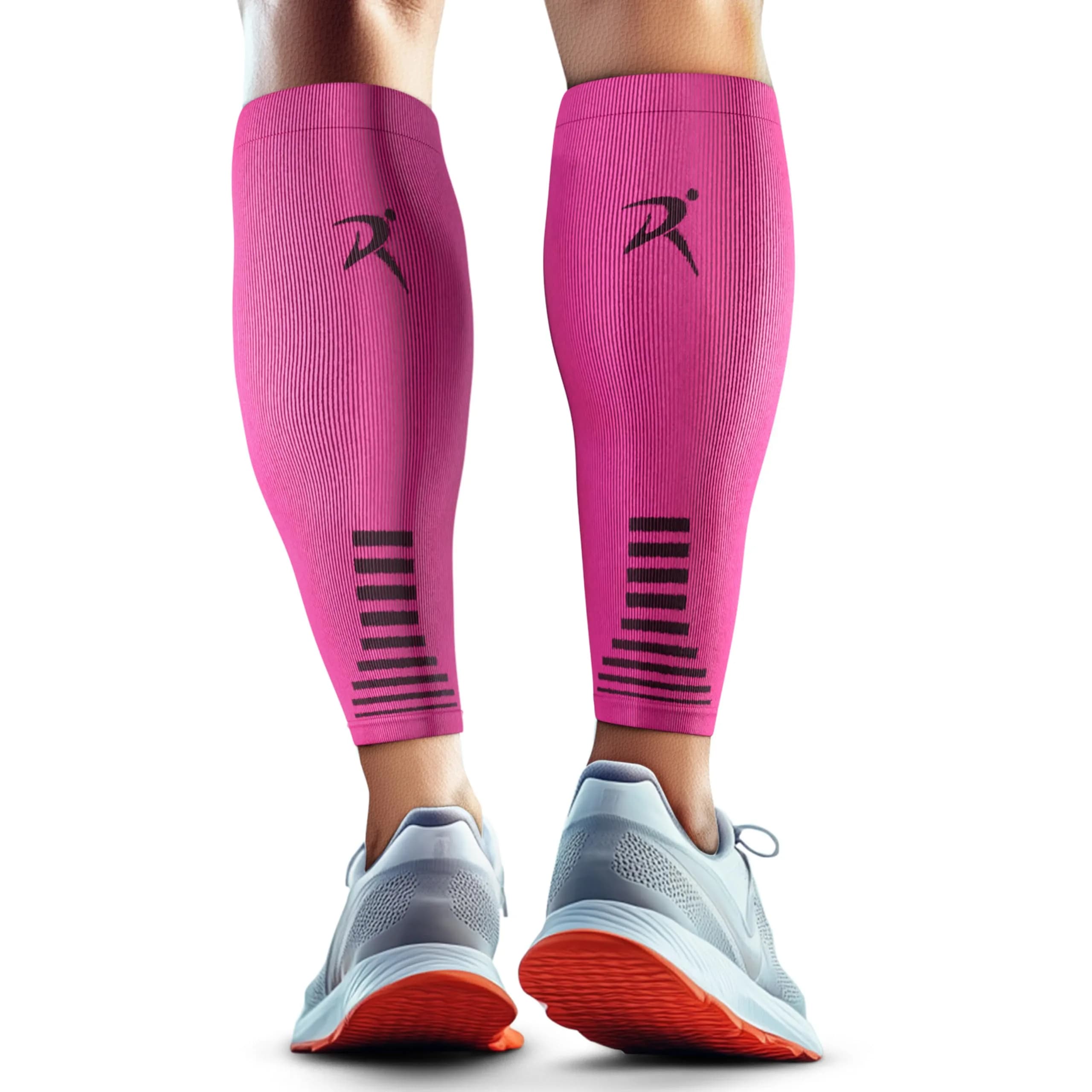 Rymora Calf Compression Sleeves for Women & Men (Pair) Hot Pink XL | Graduated Support for Shin Splints & Recovery