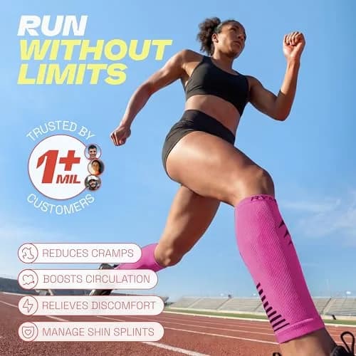 Rymora Calf Compression Sleeves for Women & Men (Pair) Hot Pink XL | Graduated Support for Shin Splints & Recovery thumbnail 2