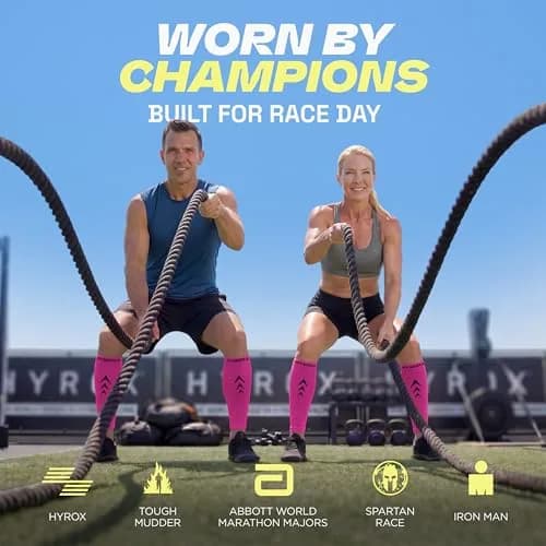 Rymora Calf Compression Sleeves for Women & Men (Pair) Hot Pink XL | Graduated Support for Shin Splints & Recovery thumbnail 3