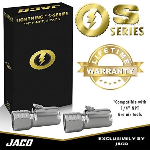 JACO Lightning S-Series Tire Air Chuck 2-Pack | Open Flow 1/4" F-NPT Automatic Lock-On thumbnail 6