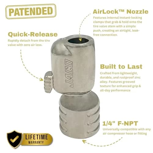 JACO Lightning S-Series Tire Air Chuck 2-Pack | Open Flow 1/4" F-NPT Automatic Lock-On thumbnail 2