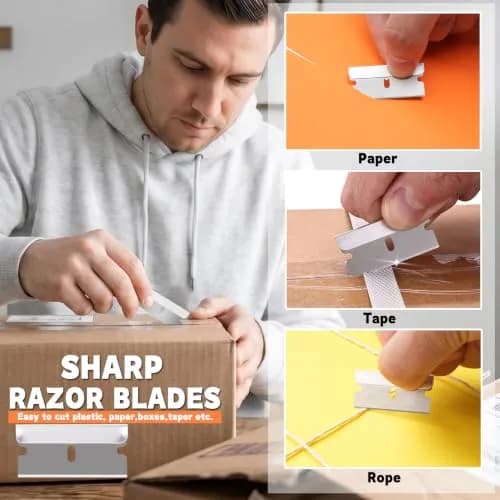 REXBETI 200 Pack Single Edge Razor Blades | Heavy-Duty Steel for Scraping & Cutting thumbnail 3