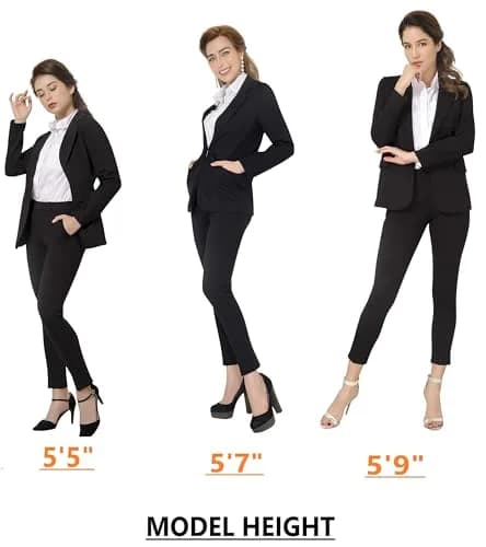 Marycrafts Women's Black Two Piece Pant Suit Set Size 4 | Tailored Fit for Work & Business thumbnail 8
