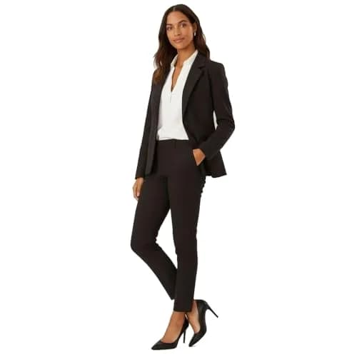 Marycrafts Women's Black Two Piece Pant Suit Set Size 4 | Tailored Fit for Work & Business thumbnail 2