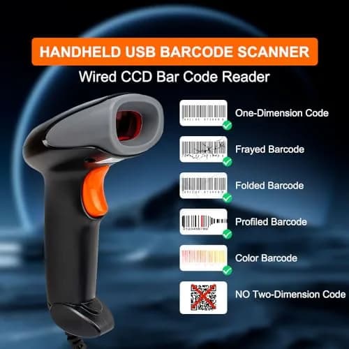Yanzeo Wired USB CCD Handheld Barcode Scanner L1100 Black | 200 Scans/Sec thumbnail 3