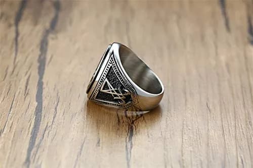 VNOX Sigil of Lucifer Seal of Satan Symbol Signet Ring Band for Men, Talisman Amulet Jewelry (Silver-Lucifer, Size 9) thumbnail 4