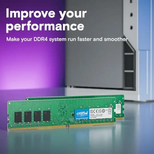 Crucial 64GB DDR4 RAM Kit (2x32GB) 3200MHz UDIMM | Boosts System Performance & Multitasking thumbnail 3