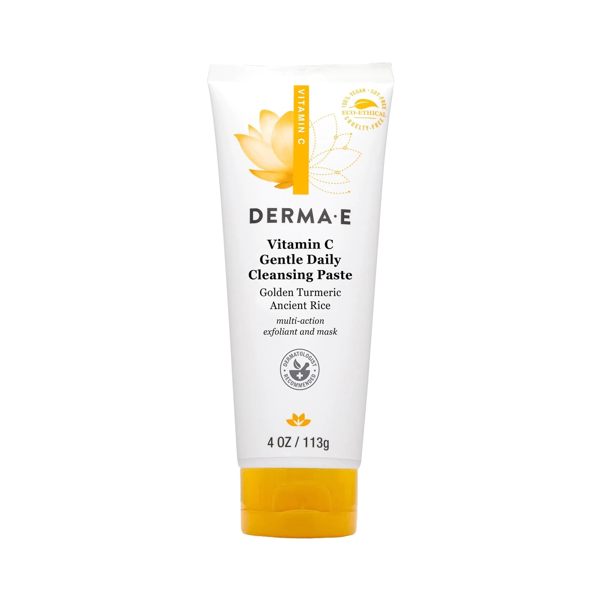 Derma E Vitamin C Gentle Daily Cleansing Paste, 4 Oz | Brightening & Clarifying Face Mask & Wash