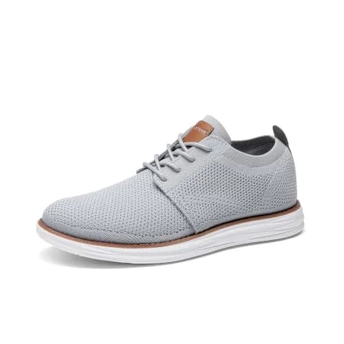 Bruno Marc Men's KnitFlex Breeze Casual Dress Sneakers Grey Size 8 (21cm x 12cm x 31cm) | Breathable Lightweight Mesh Lace-Up Derby Walking Shoes for Work & Weekend thumbnail 1
