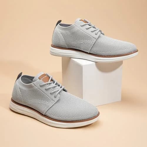 Bruno Marc Men's KnitFlex Breeze Casual Dress Sneakers Grey Size 8 (21cm x 12cm x 31cm) | Breathable Lightweight Mesh Lace-Up Derby Walking Shoes for Work & Weekend thumbnail 6