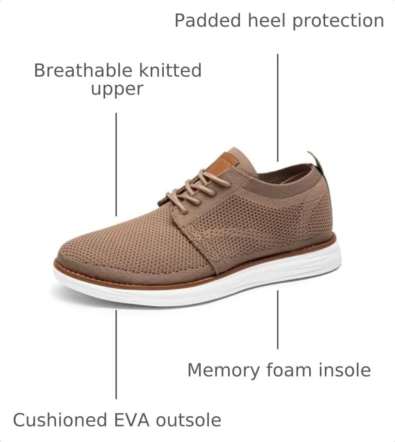 Bruno Marc Men's KnitFlex Breeze Casual Dress Sneakers Light/Brown 6.5 | Breathable Comfort for Men thumbnail 3
