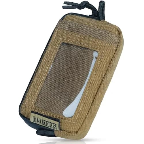 ONETIGRIS Tactical Front Pocket Wallet Coyote Brown | 4 Card Slots, Zippered Coin Pouch, ID Window thumbnail 1