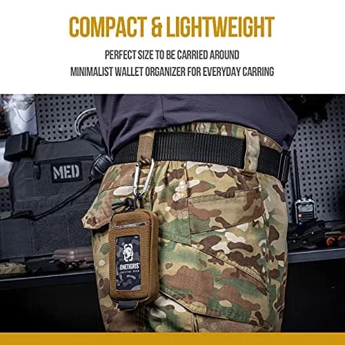 ONETIGRIS Tactical Front Pocket Wallet Coyote Brown | 4 Card Slots, Zippered Coin Pouch, ID Window thumbnail 4