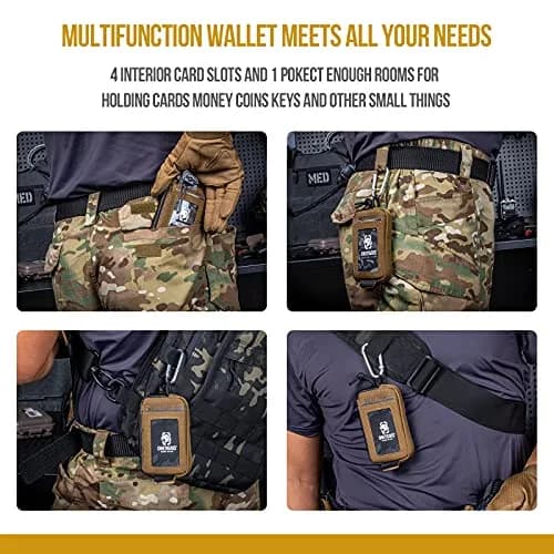 ONETIGRIS Tactical Front Pocket Wallet Coyote Brown | 4 Card Slots, Zippered Coin Pouch, ID Window thumbnail 7