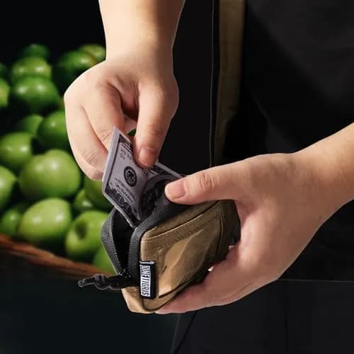 ONETIGRIS Tactical Front Pocket Wallet Coyote Brown | 4 Card Slots, Zippered Coin Pouch, ID Window thumbnail 2
