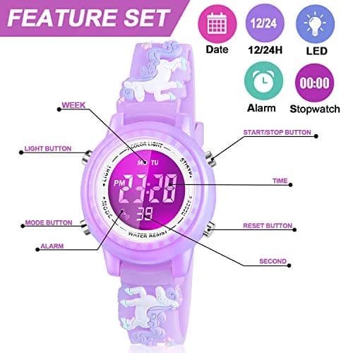 Viposoon Unicorn Purple 3D Cartoon Watch for Girls 30mm (1.18 inches) | CE Certified Waterproof Kids Watch thumbnail 2