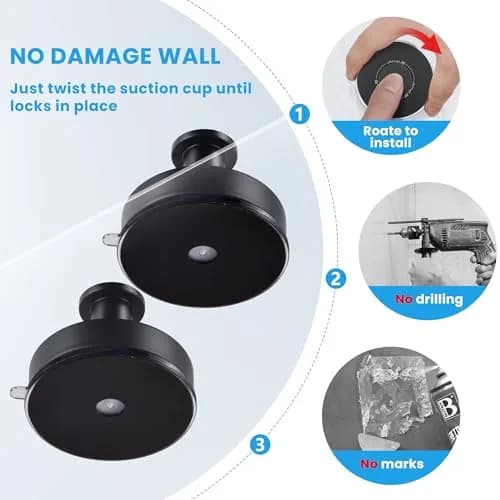 JOMOLA Matte Black 2PCS Stainless Steel Suction Cup Hook | Heavy Duty Vacuum Suction Cup Hooks for Bathroom, Kitchen, Living Room thumbnail 4
