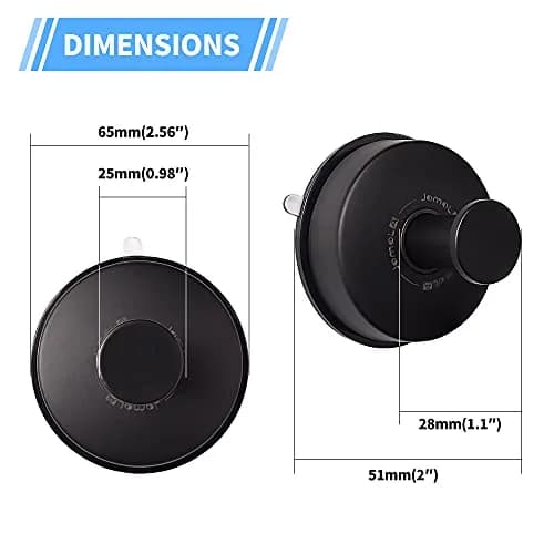 JOMOLA Matte Black 2PCS Stainless Steel Suction Cup Hook | Heavy Duty Vacuum Suction Cup Hooks for Bathroom, Kitchen, Living Room thumbnail 7