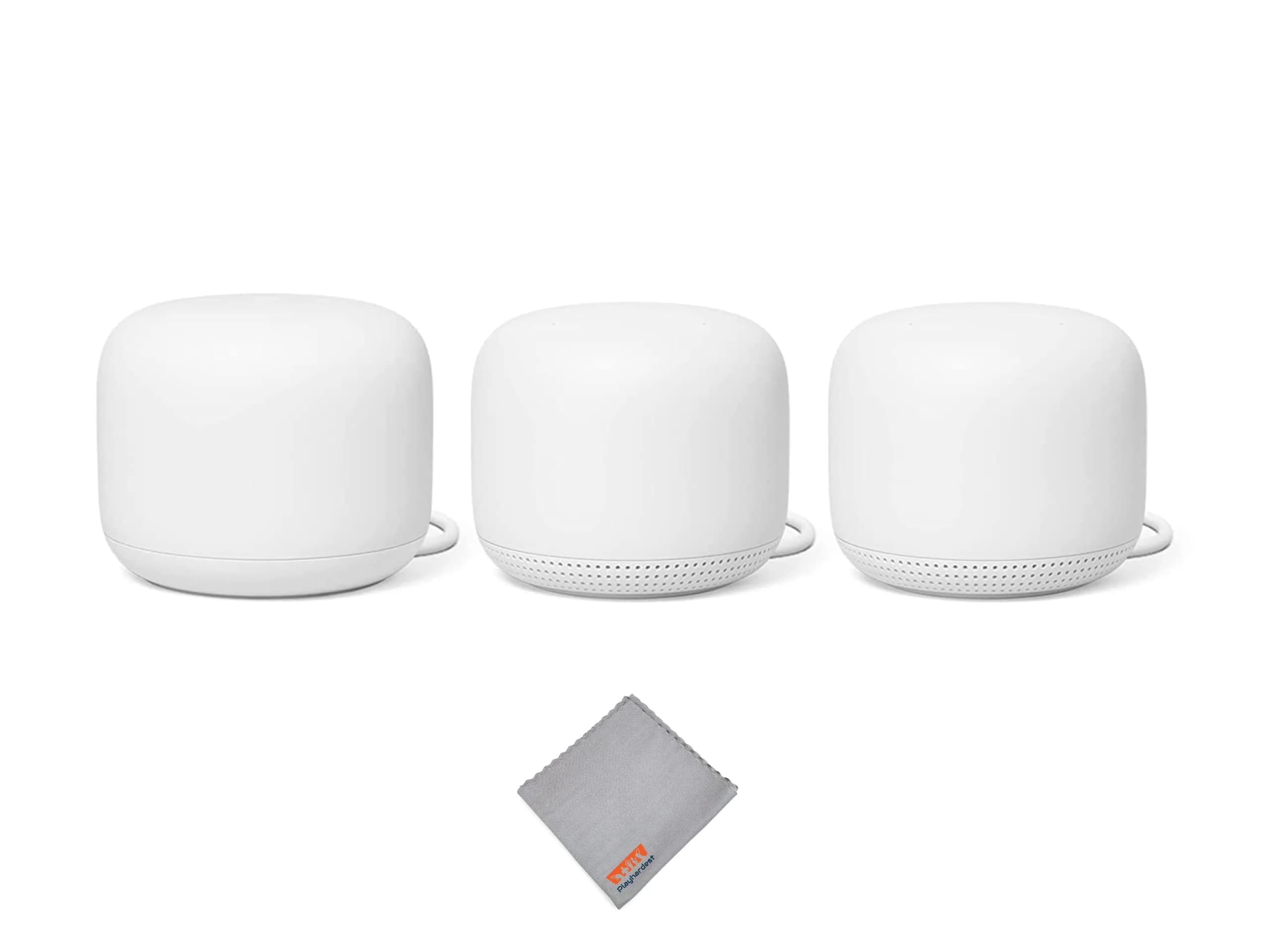 Google Nest Wifi Router - Mesh Wi-Fi System - 2 Pack | Covers 4400 sq ft, Handles 200 Devices — Router and Point