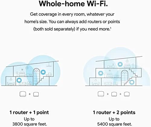 Google Nest Wifi Router and 2 Points - WiFi Extender with Smart Speaker - Works with Google WiFi (3 Pack, Snow) thumbnail 2