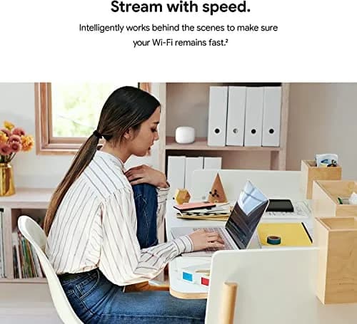 Google Nest Wifi Router and 2 Points - WiFi Extender with Smart Speaker - Works with Google WiFi (3 Pack, Snow) thumbnail 3