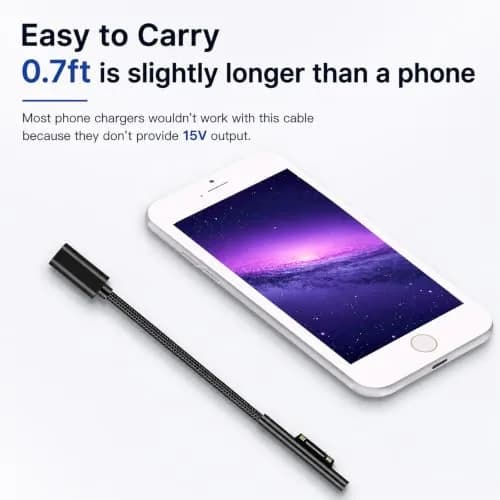 Sisyphy Surface Connect to USB-C Charging Cable 20cm (8in) Nylon | 45W PD Fast Charging for Surface Pro, Laptop, Go, Book thumbnail 8