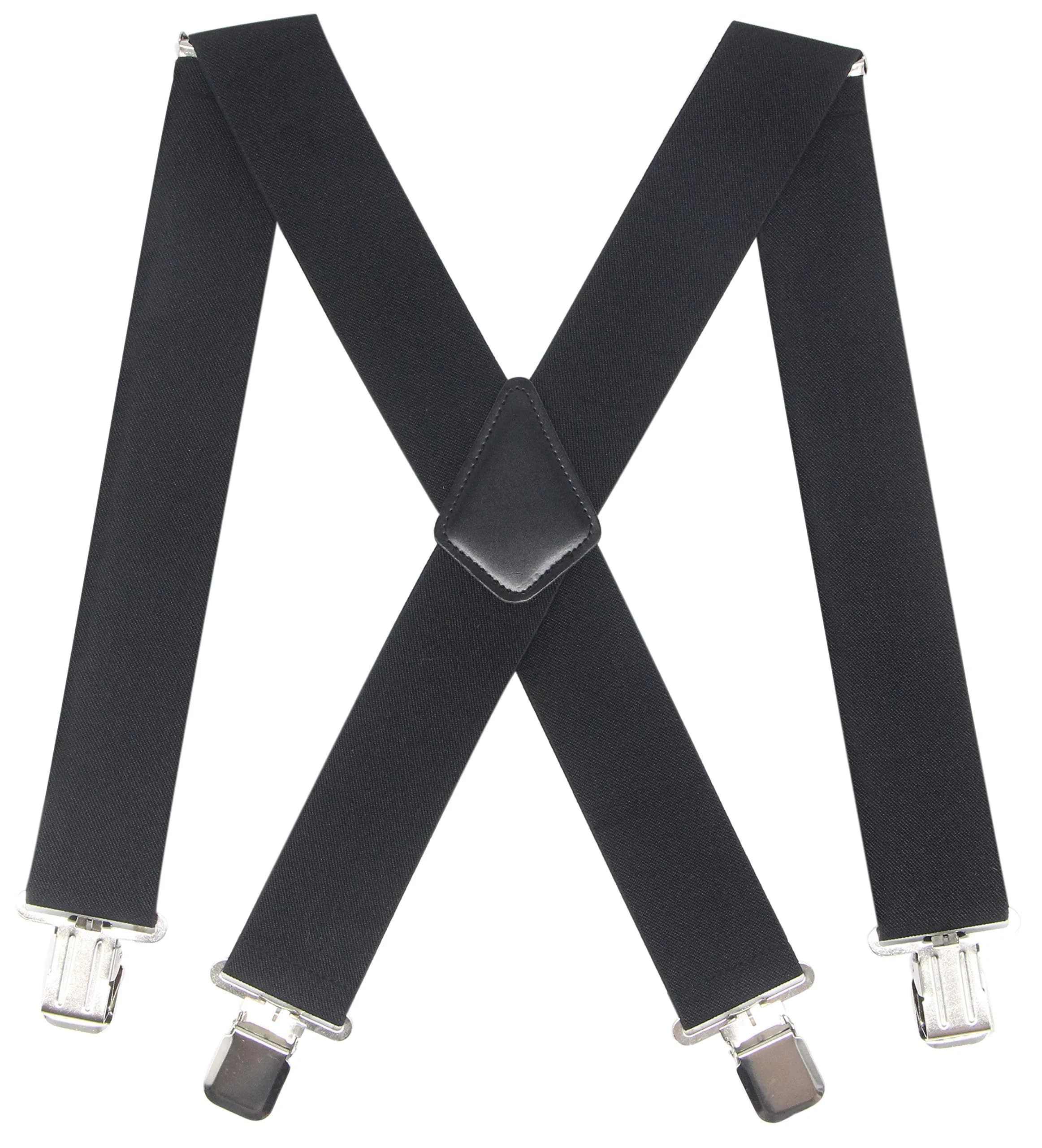 Timiot Mens 2 Inch Wide Suspenders Heavy Duty Clips Adjustable Elastic Big & Tall X-Back (Black) | Classic Style - main product image