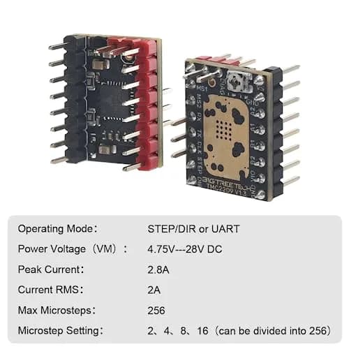 BIGTREETECH TMC2209 V1.3 Stepper Motor Driver | Ultra-Silent, 2.8A UART/DIR/Step Mode, 4-Pack thumbnail 4