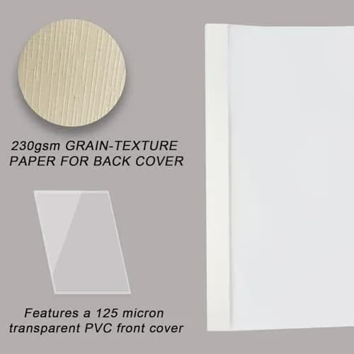 RAYSON TBC3-25-W Thermal Binding Covers 1/8" (3.2mm) 25 Pack | Holds 28 Sheets, PVC Transparent Front, Glossy White Back thumbnail 5