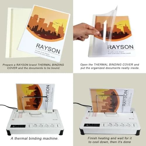 RAYSON TBC3-25-W Thermal Binding Covers 1/8" (3.2mm) 25 Pack | Holds 28 Sheets, PVC Transparent Front, Glossy White Back thumbnail 6