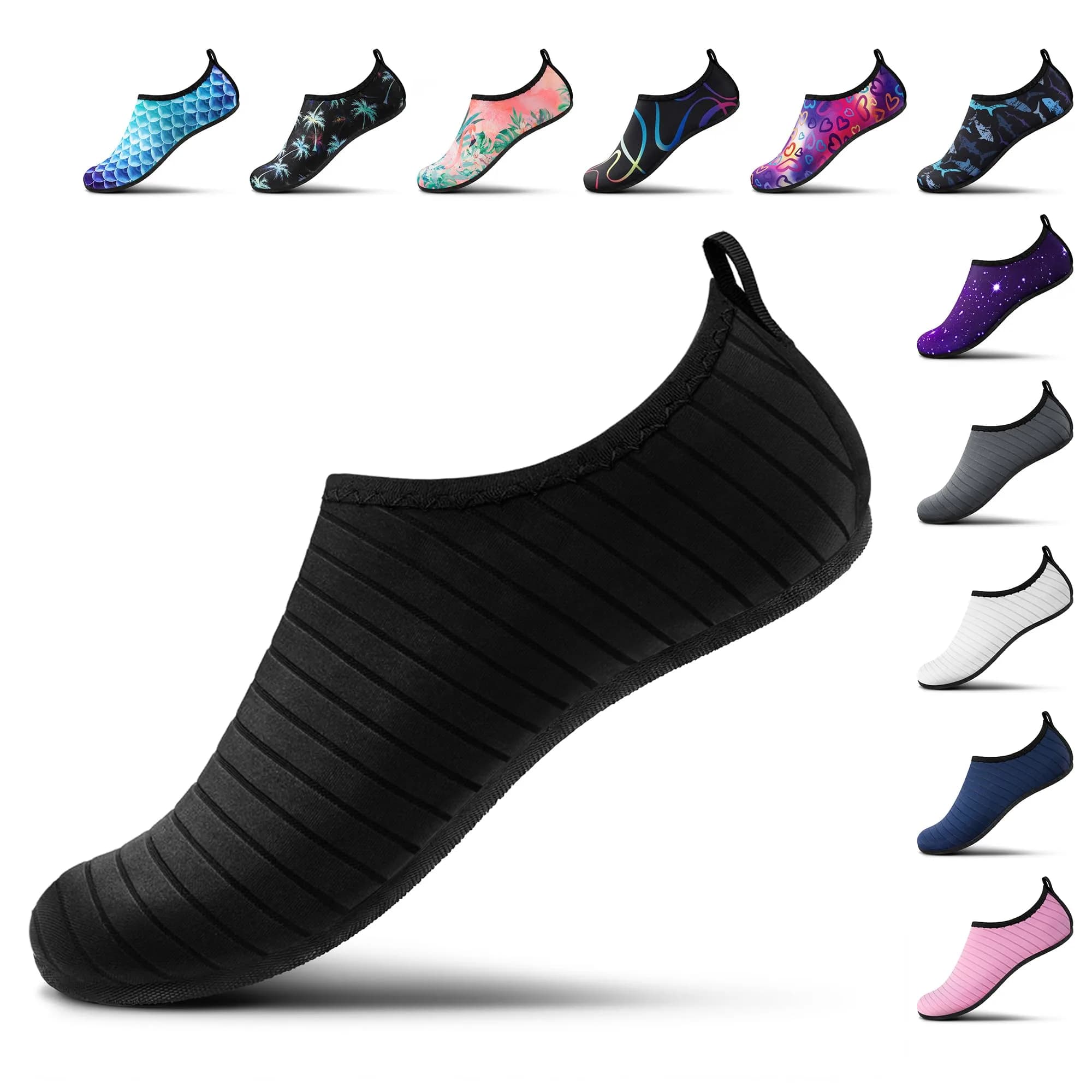 SEEKWAY Water Shoes Women Men Adult Quick-Dry Aqua Socks Non Slip Black SK002(U) | 330g (0.73lb) — 1a-stripe Black-2