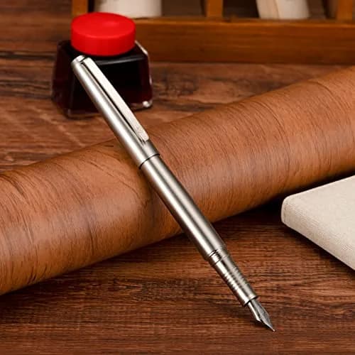 Lanxivi Fountain Pen Extra Fine Nib with Converter & Metal Pen Box | Stainless Steel, 138mm thumbnail 2