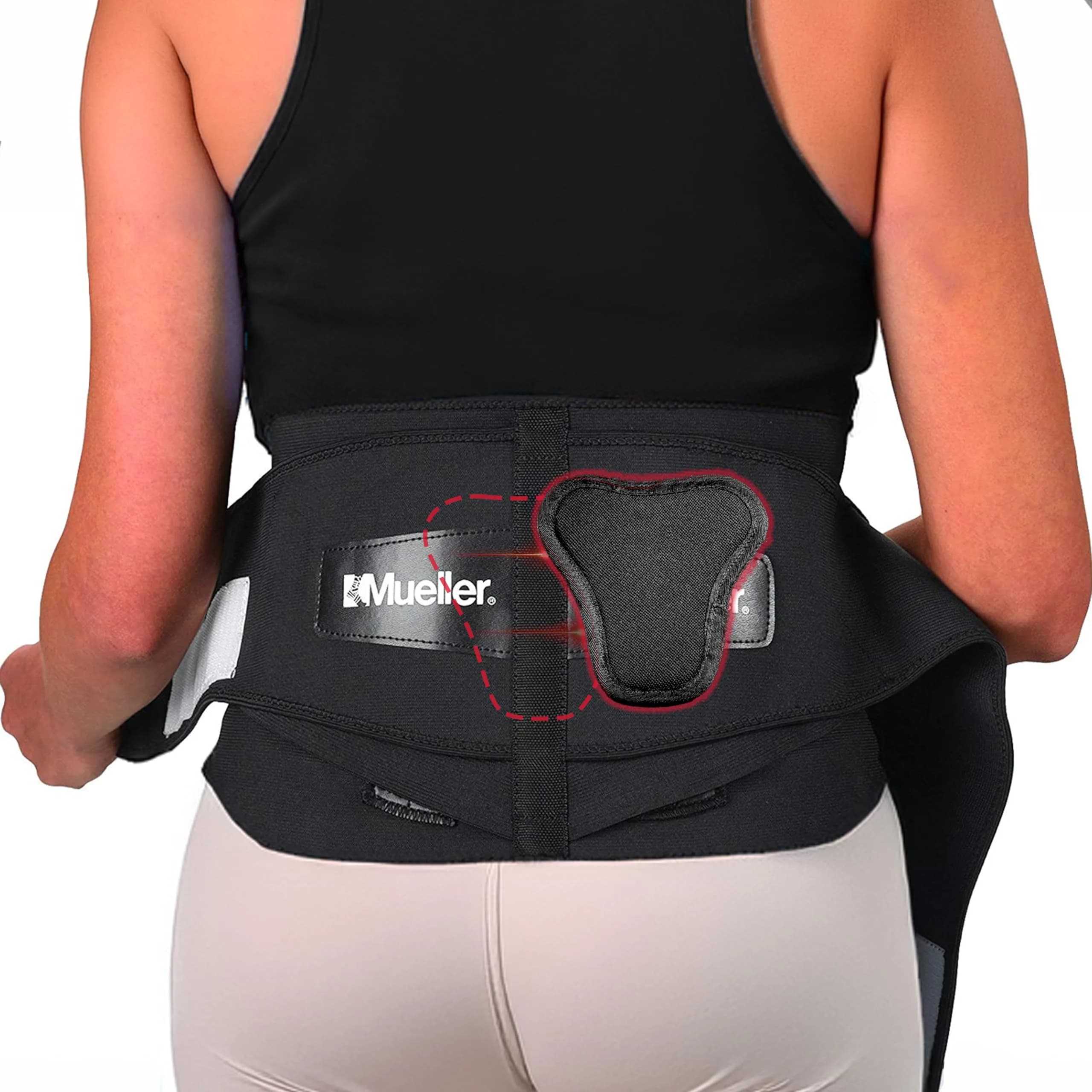 MUELLER Lumbar Back Brace with Removable Pad | Adjustable Support for Back Pain Relief
