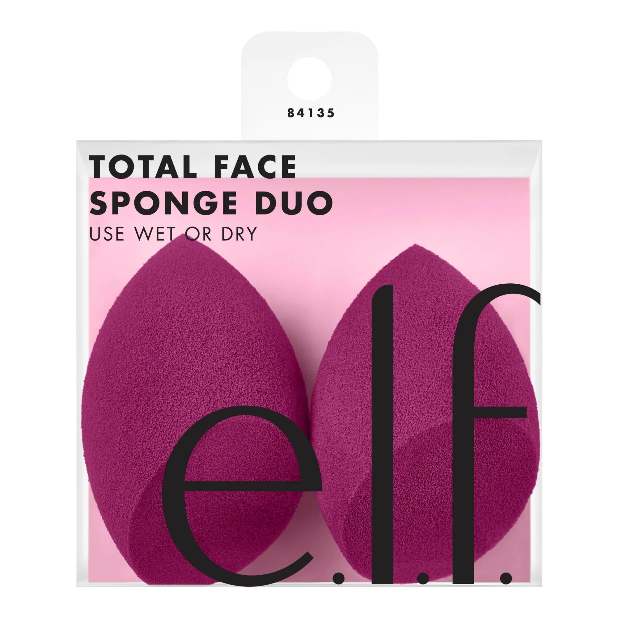 e.l.f. Total Face Sponge Duo Plush Pink 2 Count | Multi-Sided Latex-Free Makeup Sponges For Easy Blending