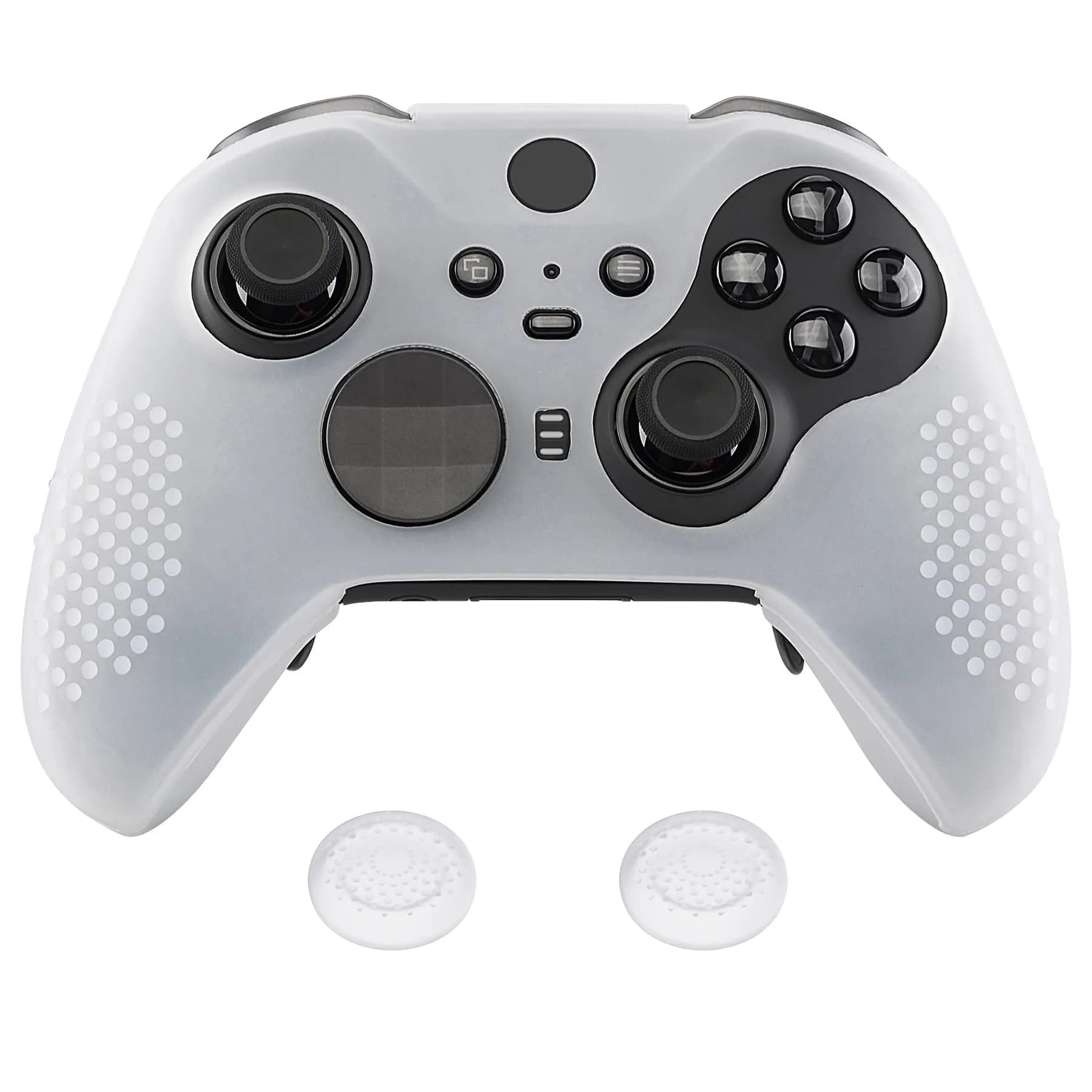 eXtremeRate PlayVital Black Controller Cover for Xbox Series 2 | Anti-Slip Silicone Skin — Semi-Transparent Clear