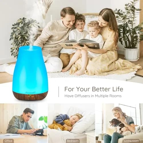 Homeweeks 100ml Essential Oil Diffuser | Ultrasonic Cool Mist with 7 Color LED Light thumbnail 2