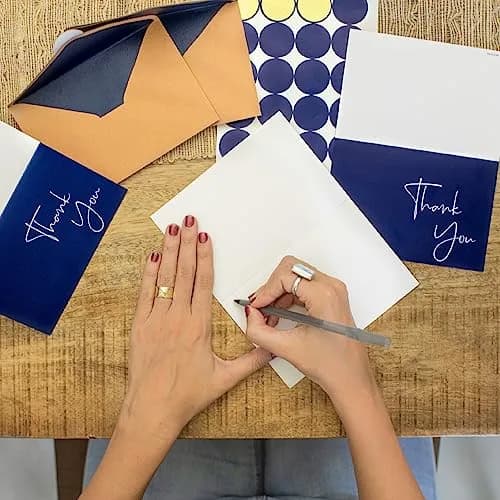 VNS Creations Thank You Cards With Envelopes - 100 Pack 4 x 6 Inch | Navy Blue thumbnail 6