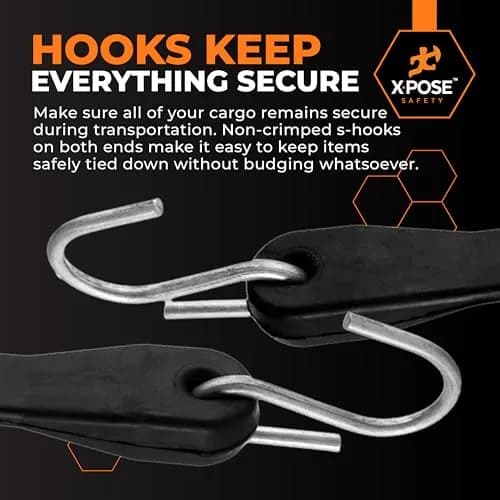 Xpose Safety Rubber Bungee Cords with Hooks 25 Pack 31 Inch (47 Inch Max Stretch) | Heavy-Duty Tie Down Straps for Cargo, Tarps, Motorcycles thumbnail 5