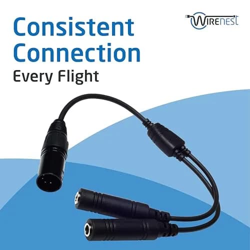Wirenest GA Twin Plug to Airbus 5 Pin XLR Headset Adapter - Dual General Aviation PJ-055 (.206″) & PJ-068 (.25″) Jacks | Compatible with Major Pilot Headsets thumbnail 4