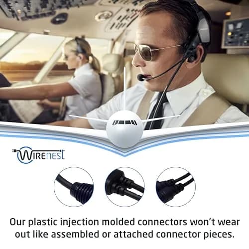 Wirenest GA Twin Plug to Airbus 5 Pin XLR Headset Adapter - Dual General Aviation PJ-055 (.206″) & PJ-068 (.25″) Jacks | Compatible with Major Pilot Headsets thumbnail 5