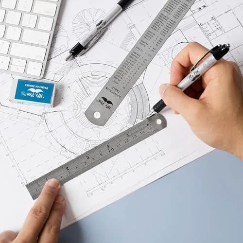 Mr. Pen Metal Straight Edge Ruler Set 15 cm (6 Inch) & 30 cm (12 Inch) | Accurate Markings for Precision thumbnail 5