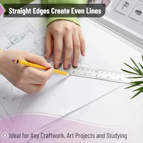 Mr. Pen Metal Straight Edge Ruler Set 15 cm (6 Inch) & 30 cm (12 Inch) | Accurate Markings for Precision thumbnail 4