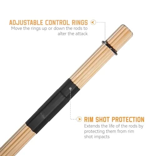 LALAOKS Bamboo Drumsticks for Jazz Folk Music, Black | 1 Pair thumbnail 3